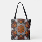 Tote Bag Mosaic Mandala Fleur orange blanc et noir (Dos)