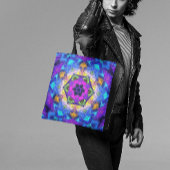 Tote Bag Mosaic Mandala Flower rose bleu et jaune