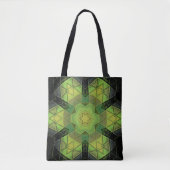 Tote Bag Mosaic Mandala Flower vert jaune et noir (Devant)