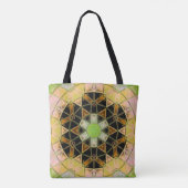Tote Bag Mosaic Mandala Flower vert jaune et noir (Dos)
