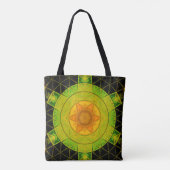 Tote Bag Mosaic Mandala Flower vert orange et noir (Dos)