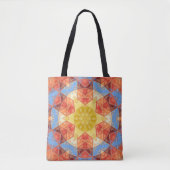 Tote Bag Mosaic Mandala orange bleu et jaune (Devant)
