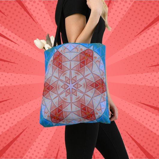 Tote Bag Mosaic Mandala Rouge Blanc et Bleu
