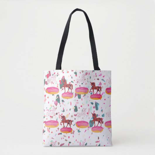 Tote Bag Mosaic Motif Unicorns Art (Devant)