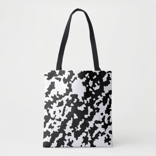 Tote Bag Mosaïque Abstraite irrégulière Camo noir et blanc (Devant)
