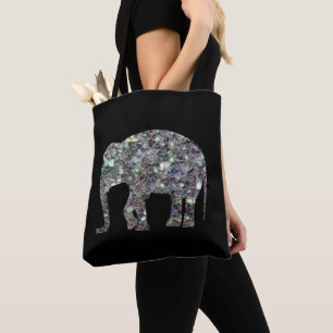 Tote Bag Mosaïque argentée brillante sur noir