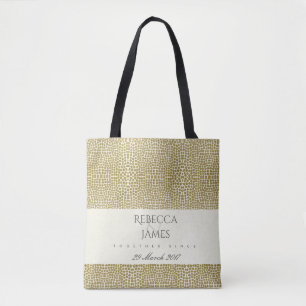 TOTE BAG MOSAÏQUE BLANC D'OR GLAMOREUX DOT ENREGISTRER LA D
