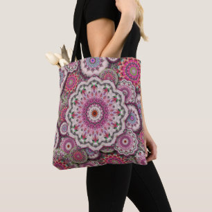 Tote Bag mosaïque damas perse fleurs mandala chic élégan