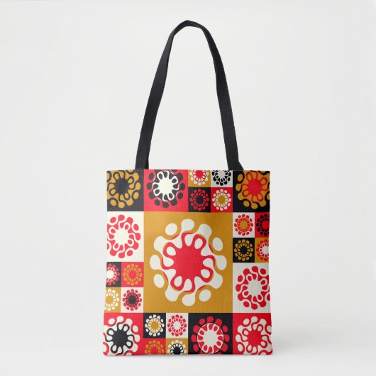 Tote Bag mosaïque ethnique de style asiatique avec fleurs s (Devant)