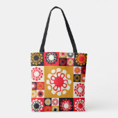 Tote Bag mosaïque ethnique de style asiatique avec fleurs s (Dos)