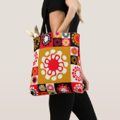 Tote Bag mosaïque ethnique de style asiatique avec fleurs s (De près)