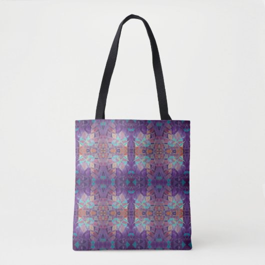 Tote Bag mosaïque marocaine rouge violet turquoise art géom (Devant)