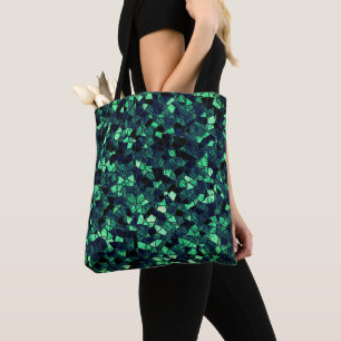 Tote Bag Mosaïque verte noire avec couleur partiellement en
