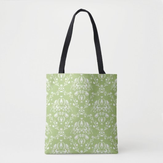 Tote Bag Moss Green Damask (Devant)