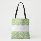 Tote Bag Moss Green Damask (Devant)
