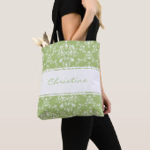 Tote Bag Moss Green Damask (De près)