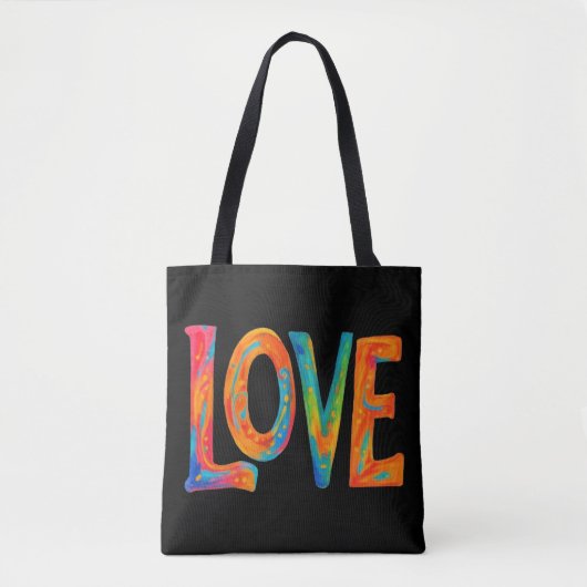 Tote Bag Mot d'amour coloré (Devant)