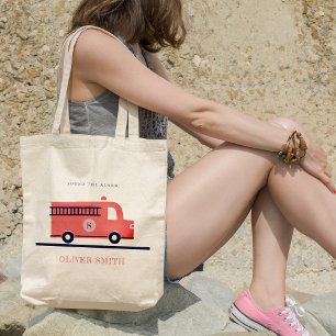 Tote Bag Moteur de camion feu de la Marine Rouge mignonne M