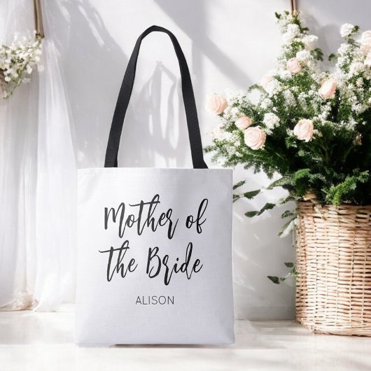 Tote Bag Mother of the Bride Black White Wedding 