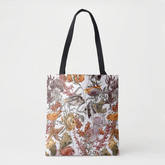 Tote Bag Motif 2 de vie marine d'aquarelle (Devant)