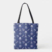 Tote Bag Motif 2Way Blanc+bleu marine (Dos)
