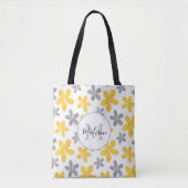 Tote Bag Motif à aquarelle jaune et gris (Devant)