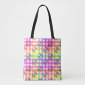 Tote Bag Motif à carreaux arc-en-ciel (Devant)