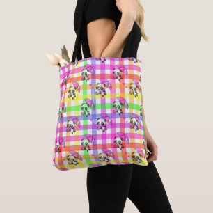 Tote Bag Motif à carreaux arc-en-ciel