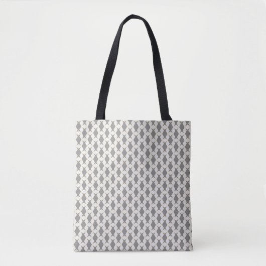 Tote Bag Motif à facettes croisées dans les tons gris et or (Devant)