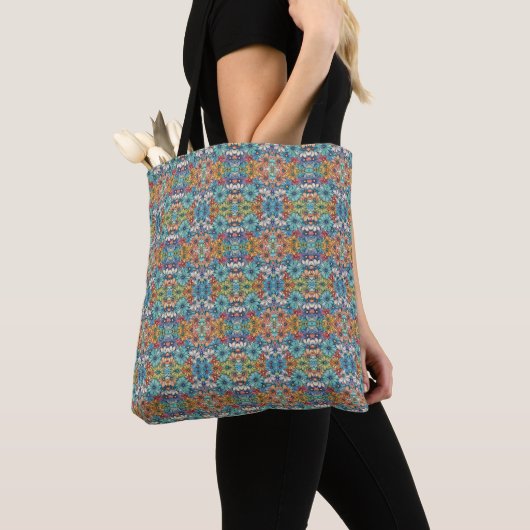 Tote Bag Motif à fleurs bleues (De près)
