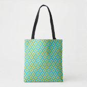 Tote Bag Motif à fleurs en Jaune et Turquoise (Devant)