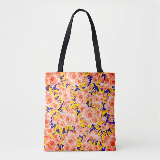 Tote Bag Motif à fleurs roses (Devant)