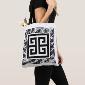 Tote Bag Motif à la grecque noir design (De près)