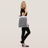 Tote Bag Motif à la grecque noir design (Sur le modèle)