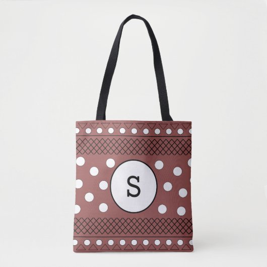 Tote Bag Motif à points Monogramme Marron (Devant)