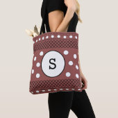 Tote Bag Motif à points Monogramme Marron (De près)