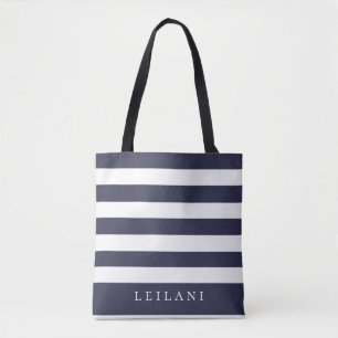 Tote Bag Motif à rayures bleues de la Marine branchée
