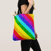 Tote Bag Motif à rayures multicolores (De près)