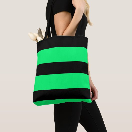 Tote Bag Motif à rayures vertes (De près)