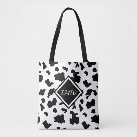 Tote Bag Motif à tache de vache - Monogramme (Devant)