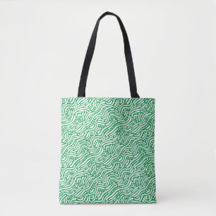Tote Bag Motif Abstrait 110523 - Blanc sur Kelly Green