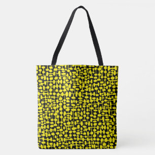 Tote Bag motif Abstrait 190621 Bright Yellow on Black