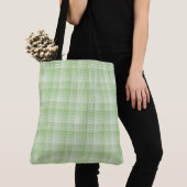 Tote Bag Motif Abstrait à Damier Vert Blanc (De près)