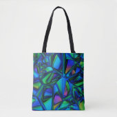 Tote Bag Motif Abstrait bleu et Turquoise (Devant)