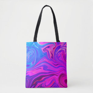 Tote Bag Motif Abstrait bleu néon violet rose