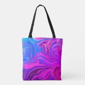 Tote Bag Motif Abstrait bleu néon violet rose (Dos)