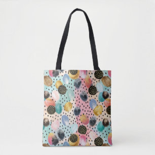 Tote Bag Motif Abstrait brosse et Pointe Polka