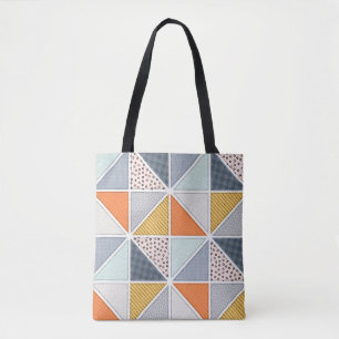 Tote Bag Motif Abstrait, carreaux patchwork.