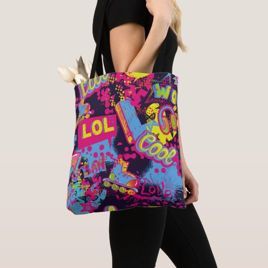 Tote Bag motif Abstrait d'adolescents grognon sans soudure. (De près)
