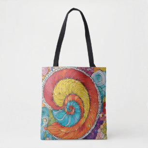 Tote Bag Motif abstrait de escargot, multicolore
